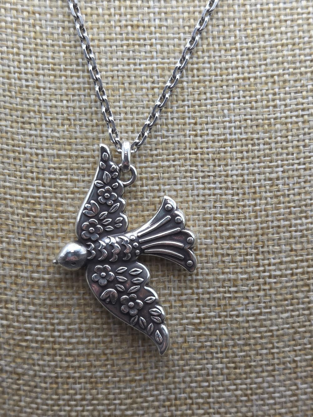 Brighton Fashionista Silver Bird Pendant Necklace, Engraved
